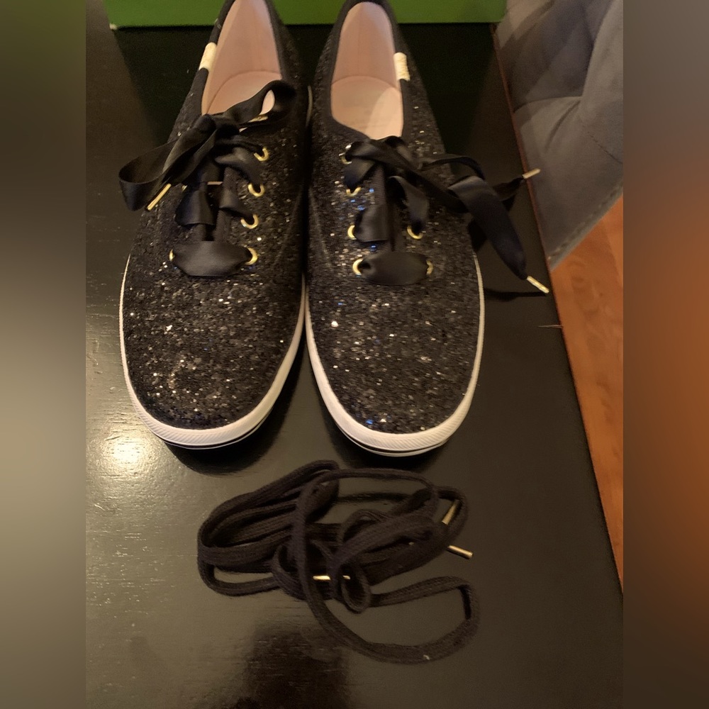 Keds x Kate Spade Women Black Glitter Sneaker Size 8.5